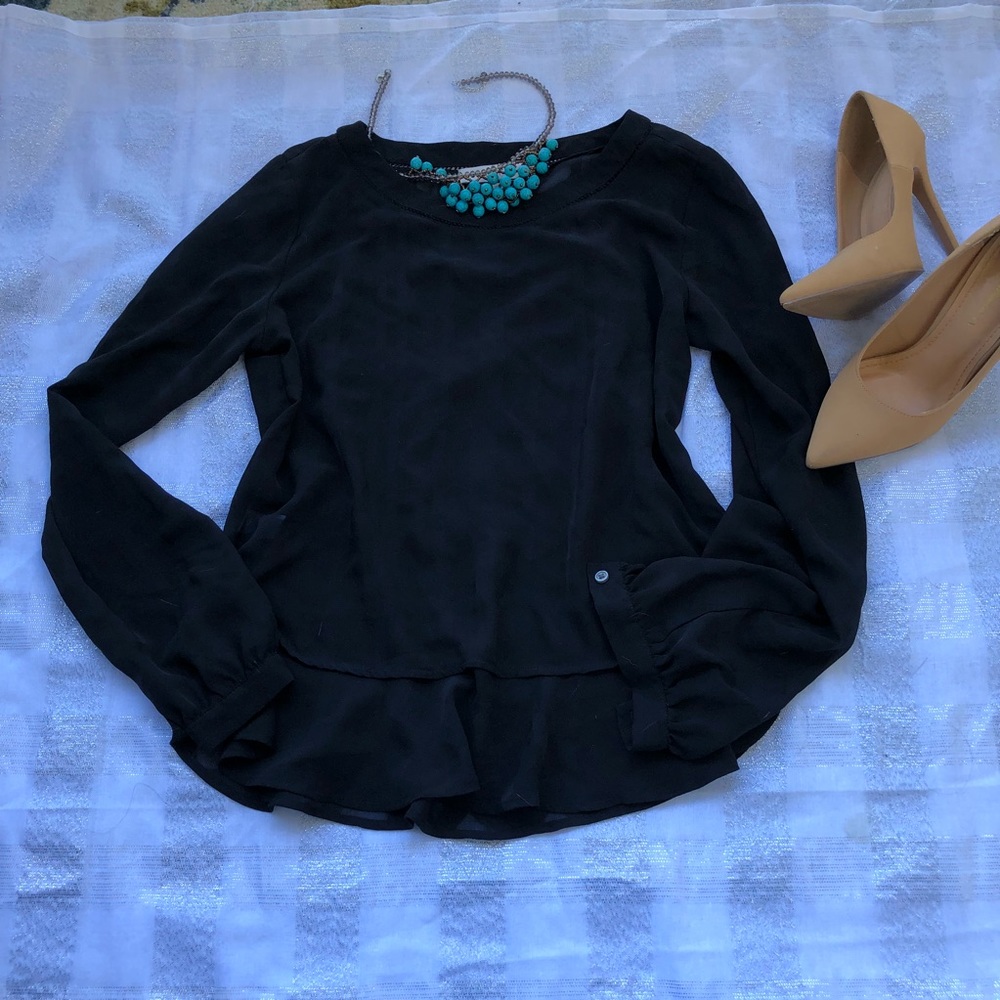 Ann Taylor LOFT Sheer Black Top